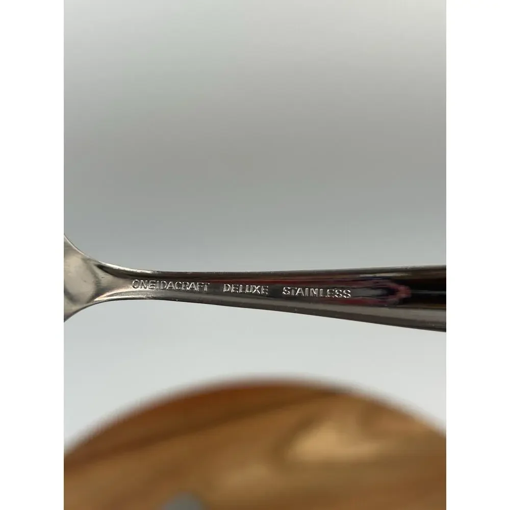 OneidaCraft Deluxe Textura Stainless Flatware Lot 2 Oval Spoons 1 Teaspoon MCM